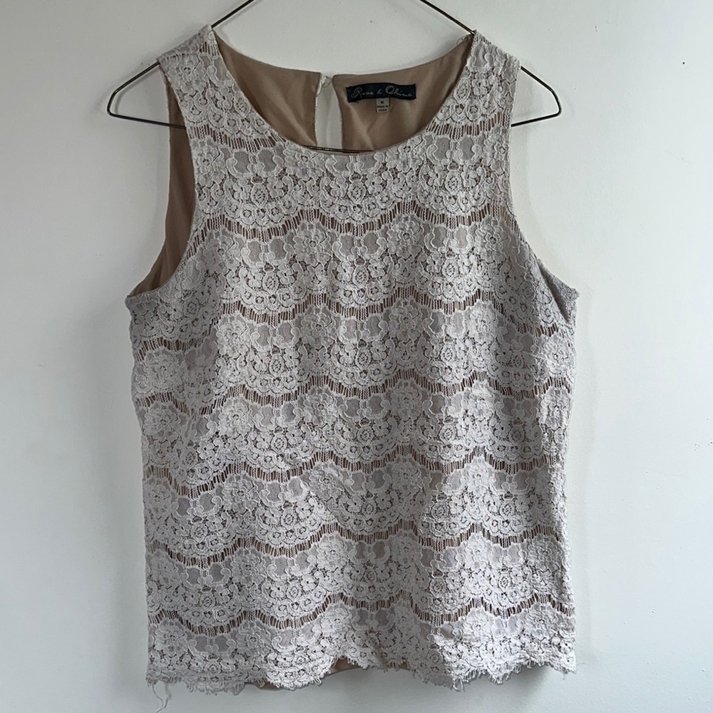 Rose & Olive Lace Sleeveless Blouse